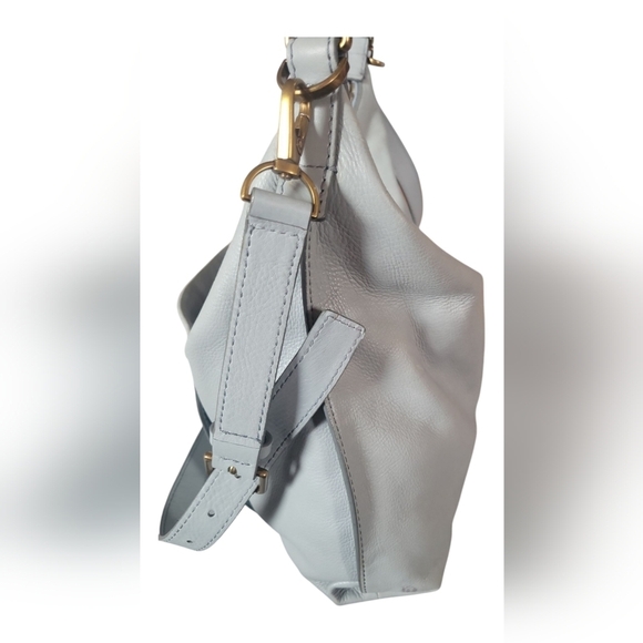 Fossil Vintage 1990s Light Blue Pebbled Leather Crossbody Shoulder Bag - Picture 12 of 13